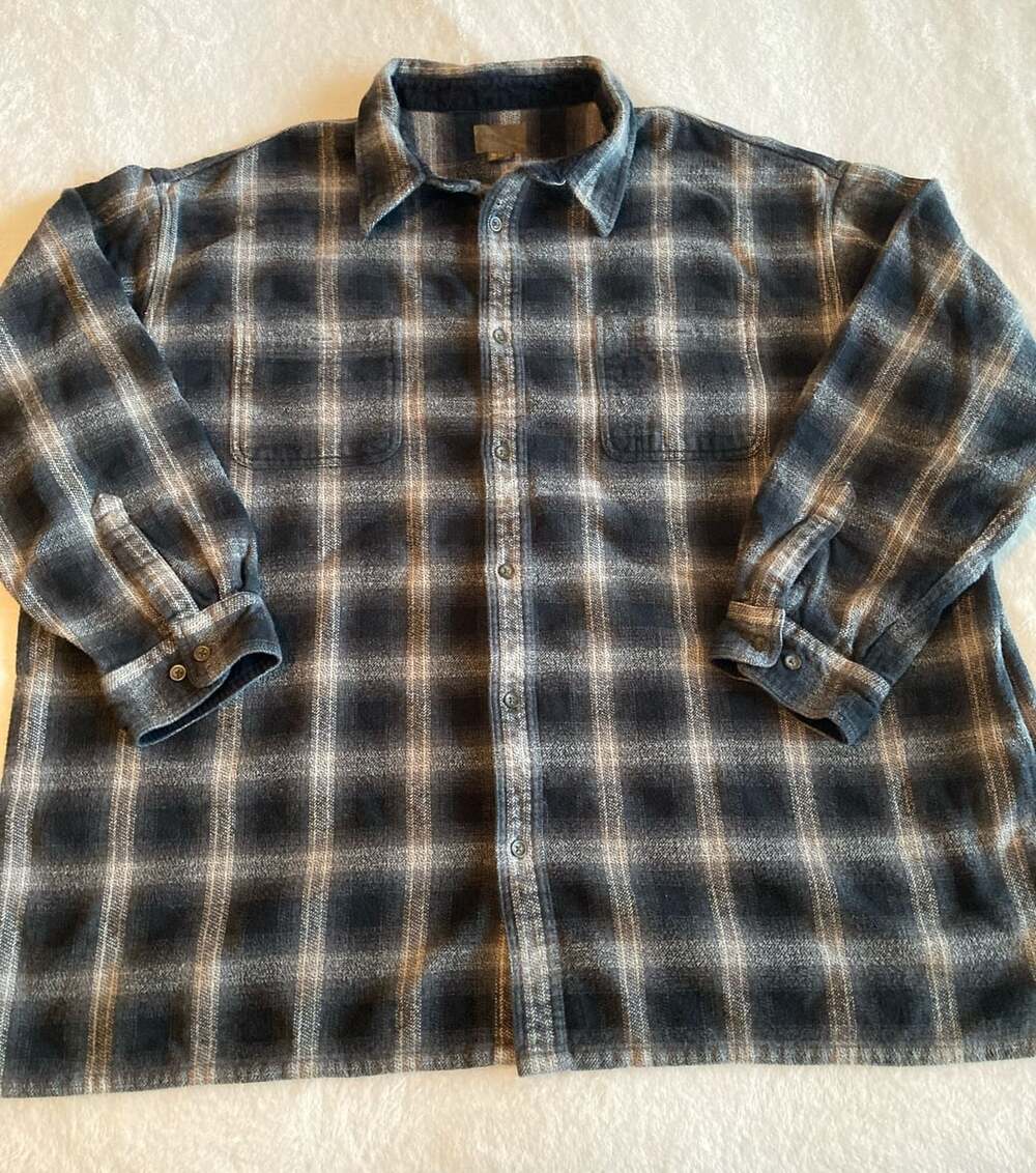 St. John's Bay Plaid Flannel Shirt 90’s Grunge Size 4XL Black Gray Cotton